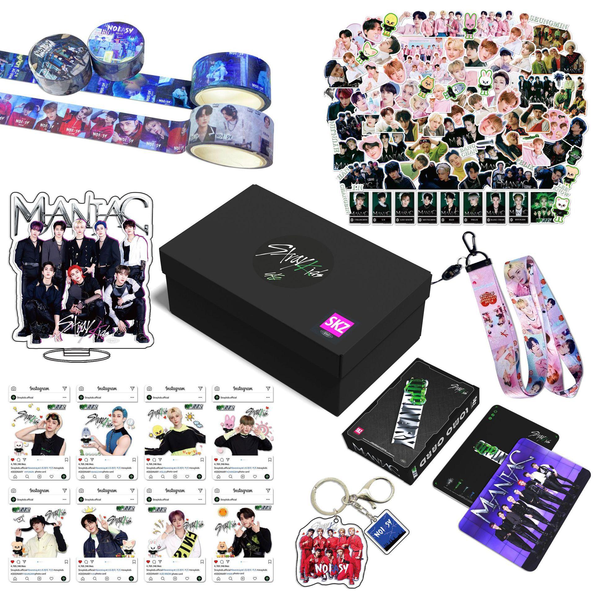 Skzoo Хит продаж Подарочная коробка Stray Kids Альбом Skz Karma Do It Феликс Хёнджин Набор периферии Брелок Набор маленьких карточек и наклеек Для фанатов Мини Легкий black