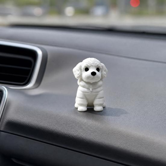 3D-gedruckte sitzende Hundefigur, Mini-Hundestatue in Weiß für Schreibtischdekoration, Modernes Tierform-Ornament für Zuhause, Büro, Bücherregal