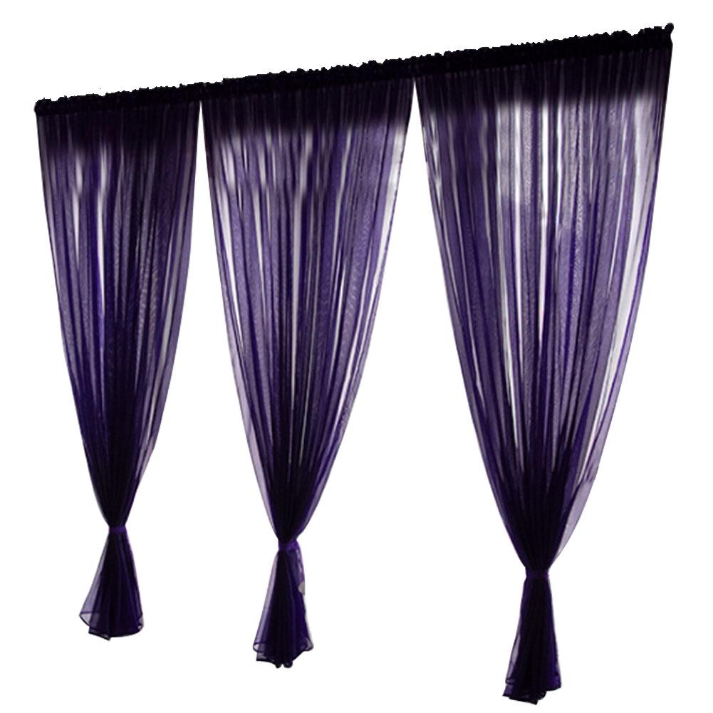 Simple Style Polyester Window Voile Tulle Curtain Sheer Panels Bedroom Living Room DecorPurple