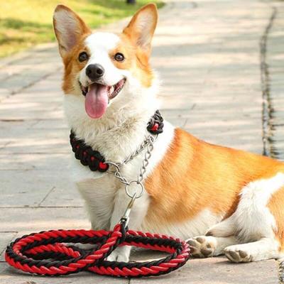 Twist Rope Large Dog Leash + Lead (Red + Black)