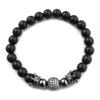 Micro-inlaid Copper Bead Crown Zirconia Bracelet with Frosted Prayer Beads