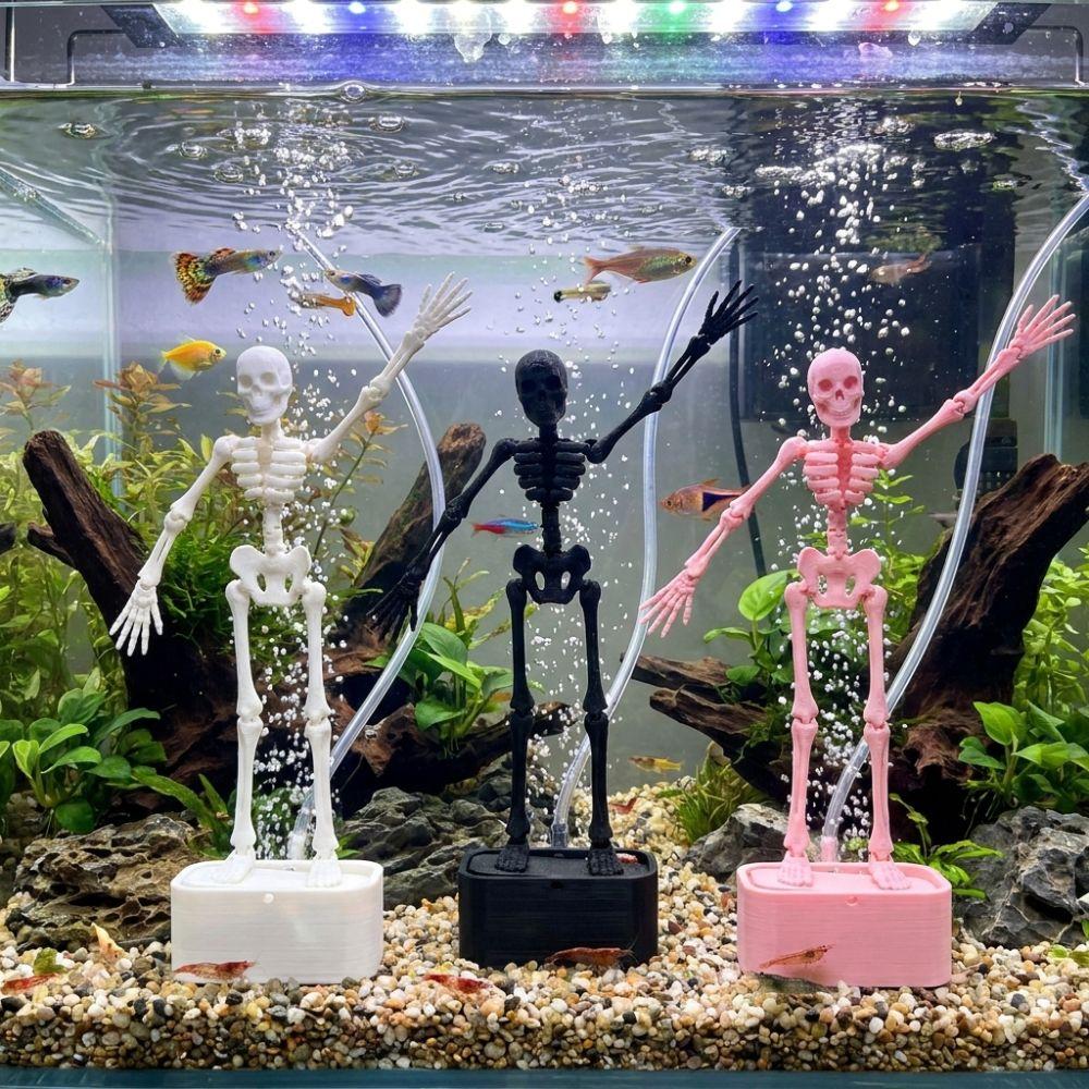 Luminous Dancing Skeleton Aquarium Bubbler Skeleton Underwater Decor Prop  Aquatic Landscaping