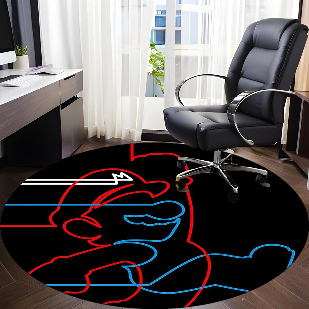 1pc Mario Lines Office Round Area Rug, Indoor Mat Suitable For Office,Bedroom Living Room Home Decor, Room Deco a0926042