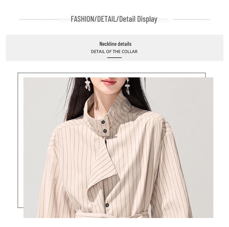 2026 Spring New Arrival: High-Intelligence Versatile Striped Lace-Up Shirt in Old Money Style