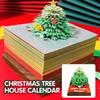 3D Desk Calendar 2025 Christmas Tree House Tear-Away Paper W Art 3D Year Gifts Christmas New LE Q4X4