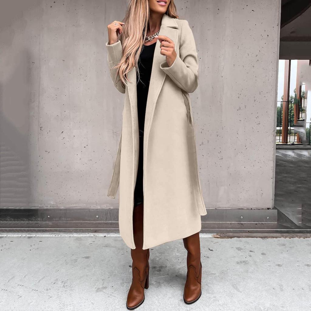 Cappotto Trench Lungo da Donna con Opzioni di Colore Multiple, Capospalla Elegante per Autunno e Inverno