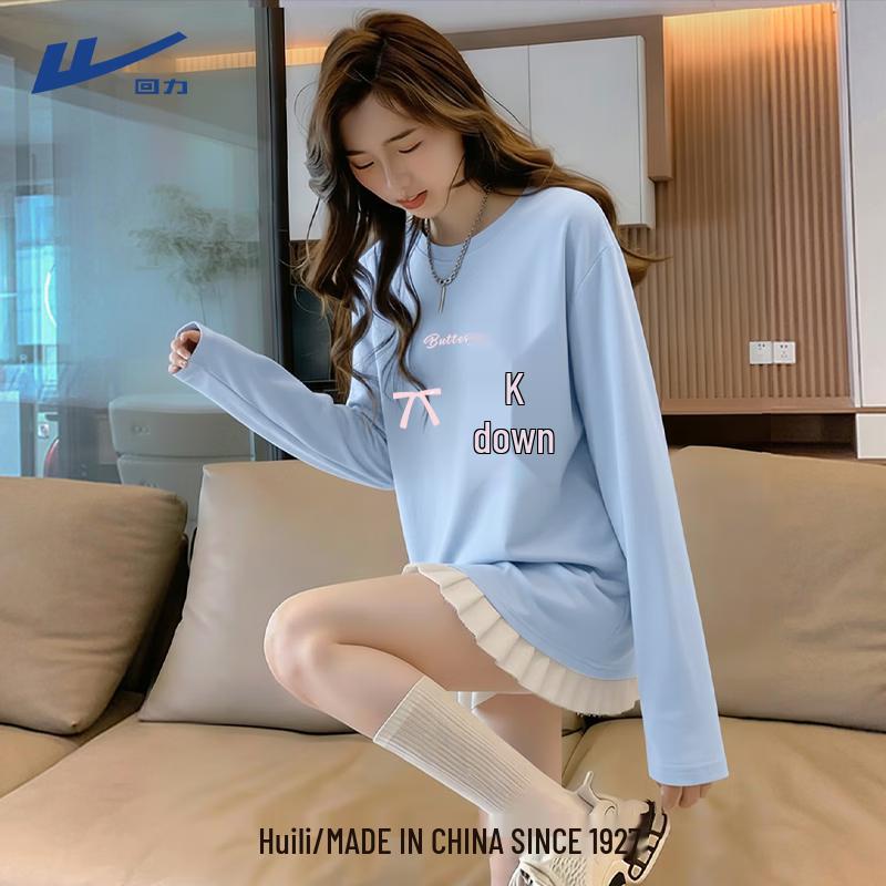 

Huili Women s Pure Cotton Long Sleeve T-shirt with Bowknot Print 2XL