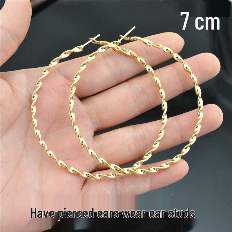 Women’s Shiny Twisted Circle Ear Clips - Gold & Silver, No Piercing Needed