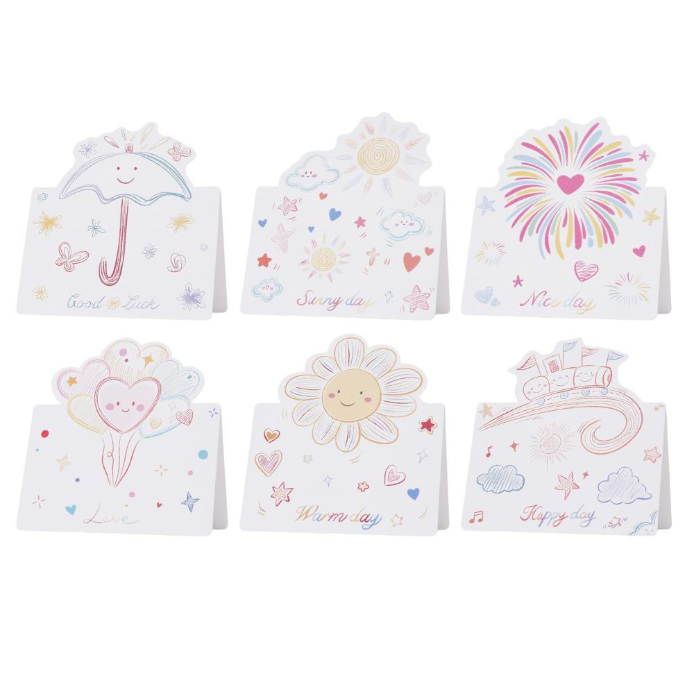 

6 pieces Valentine s Day bouquet greeting cards Ins flower folding greeting cards Mother s small cards белый