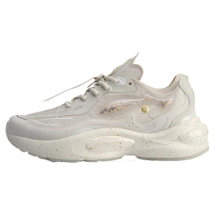 Li Ning V8 1.5 Fabric Slip Resistant, Abrasion Resistant, Lightweight Low top Running Shoes Women's White Gold ARHQ058-3