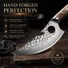 Hand Forged Kitchen Prep Knife Hammered Texture Steel Blade Ergonomic Wooden Handle Household Cooking Knife for Daily Meat and Food Preparation