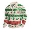 Men's Christmas Cotton Pullover Long Sleeve Outdoor Shirt Vintage Corduroy Button Stand Collar Shirt Casual Sweatshirt Christmas Print Top