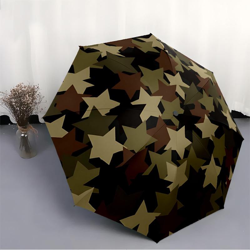 1 Stück Camouflage Sterne Automatisches Öffnen/Schließen Regenschirm, Winddicht, Kompakter Faltregenschirm mit Leichtem Design für Damen/Herren044