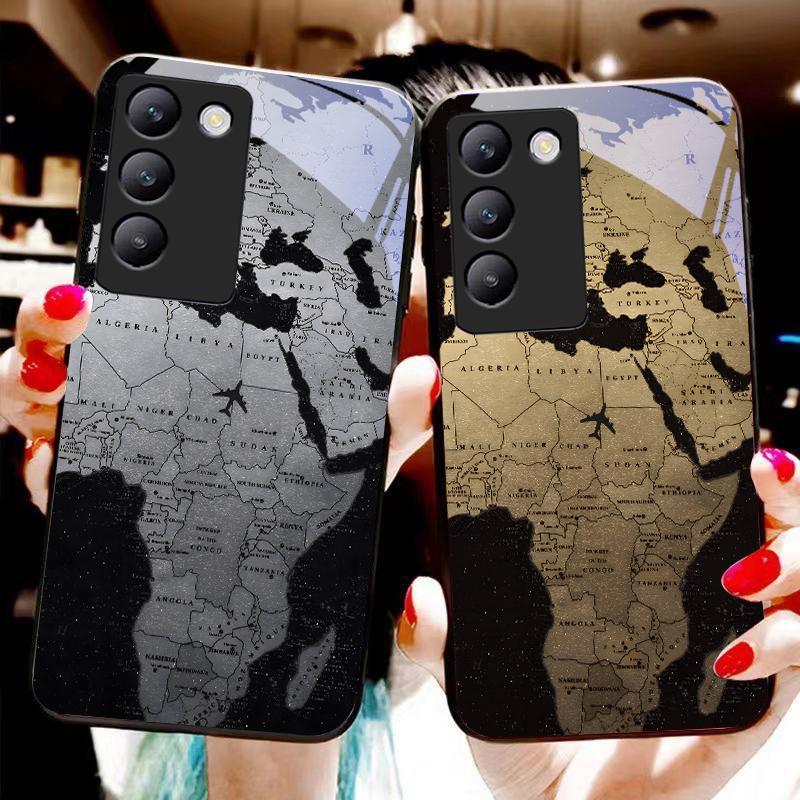 High Compass Black For Y72 33S 11 03 36 96 Lite 35 16 Iqoo 12 V40 SE 5G 29 40 21 30 X80 Pro Vivo Tempered Glass Phone Case Black