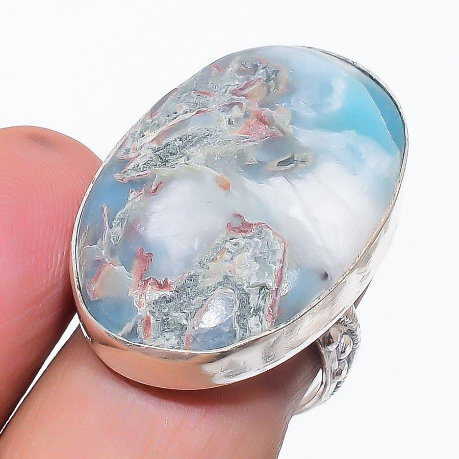 Larimar Gemstone 925 Sterling Silver Jewelry Ring Size 8