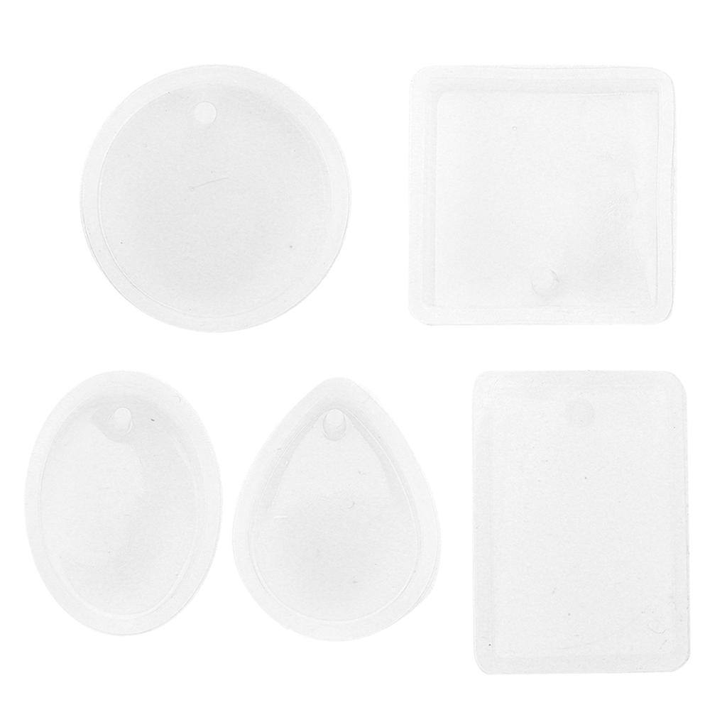 5pcs Silicone Molds Round Foursquare Perforated Jewelry Resin Molds for DIY Pendant Accessories Craft Decoratrion