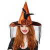 Trend Teen Witch Hat with Black Veil Applique Fashion Adult Teen Flower Witch Hat Halloween Carnivals Cosplay Hat