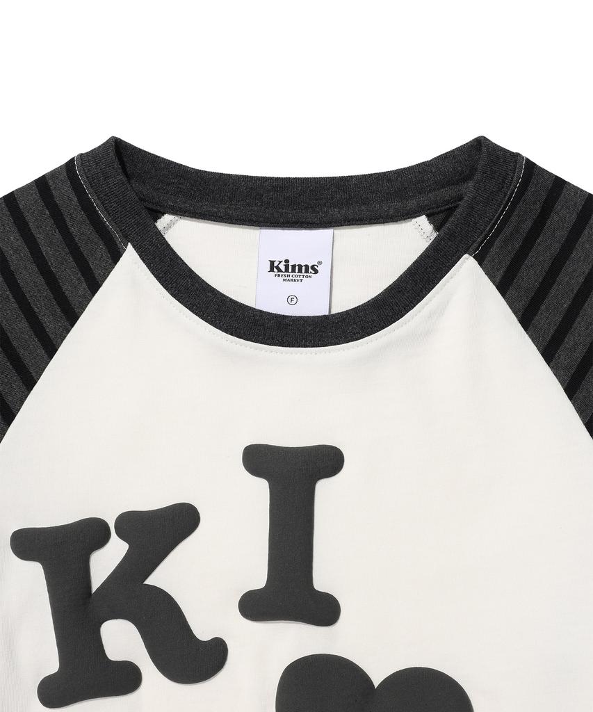 Kimseupeulesikoteunmakes Messi Kiss Raglan Long Sleeve T-Shirt Charcoal (White)