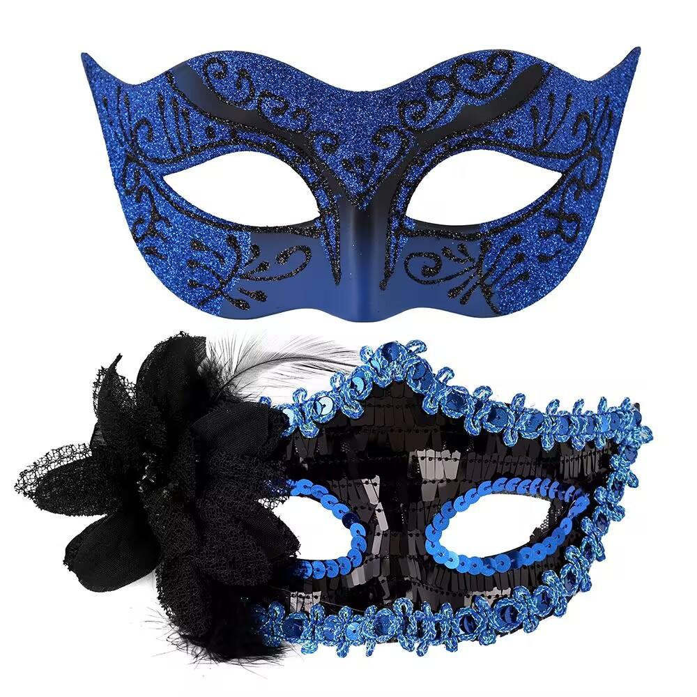 Venetian Painted Phantom Mask Halloween Carnival Party Jazz Half Face Mask Curved Horn Gold Glitter Decor Unisex
