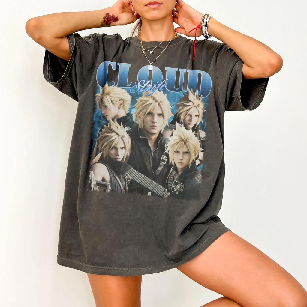 Retro Final Fantasy VII Rebirth Tshirt Cloud Streif Tshirt retro gamer couple streetwear shirt harajuku graphic t shirts top
