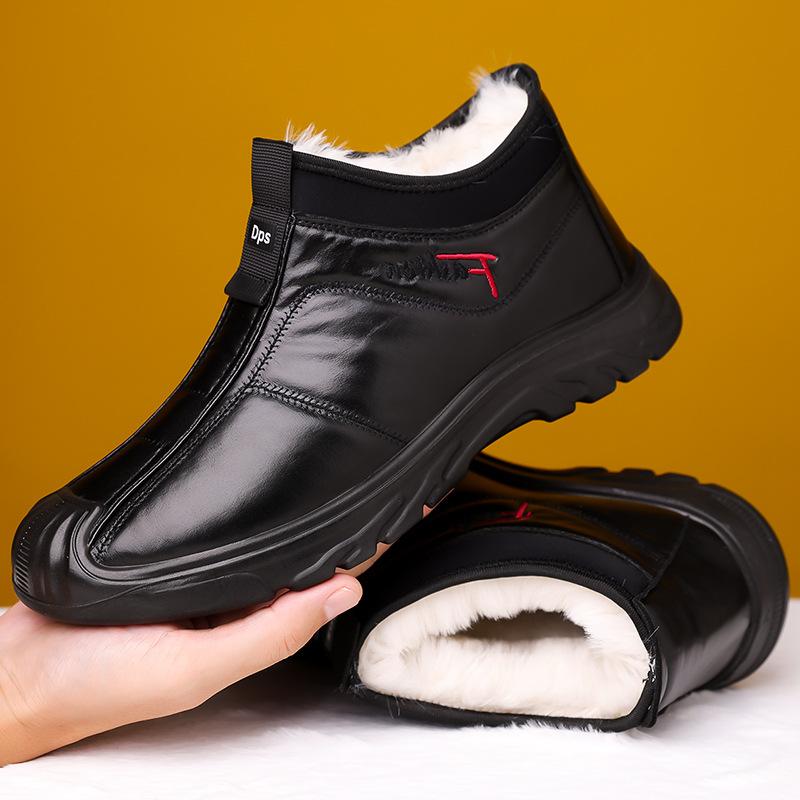 Large Size Old Beijing Cloth Shoes Men's Cotton Shoes Winter Velvet Warm Men's Shoes Soft Sole Non-slip Middle-aged and Elderly Father