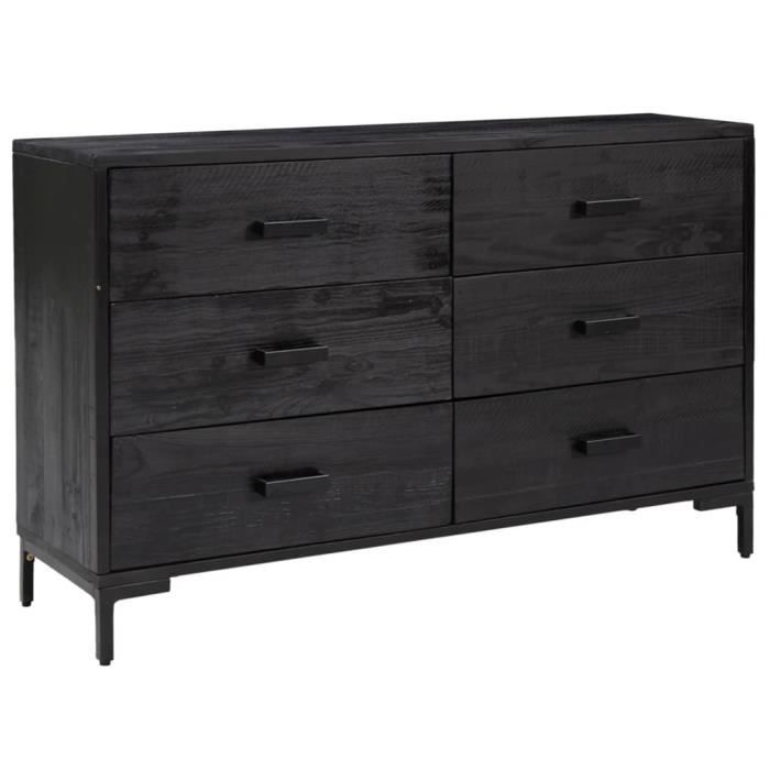 VidaXL Buffet Noir 110x35x70 cm Bois de pin massif 349922