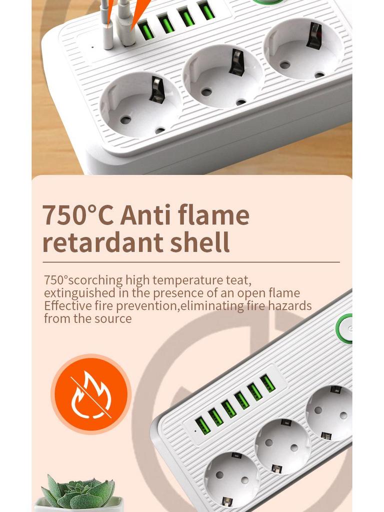 European Standard 16A Power Strip with Two-Pin Socket for Russian, German, Korean, and Austrian Use