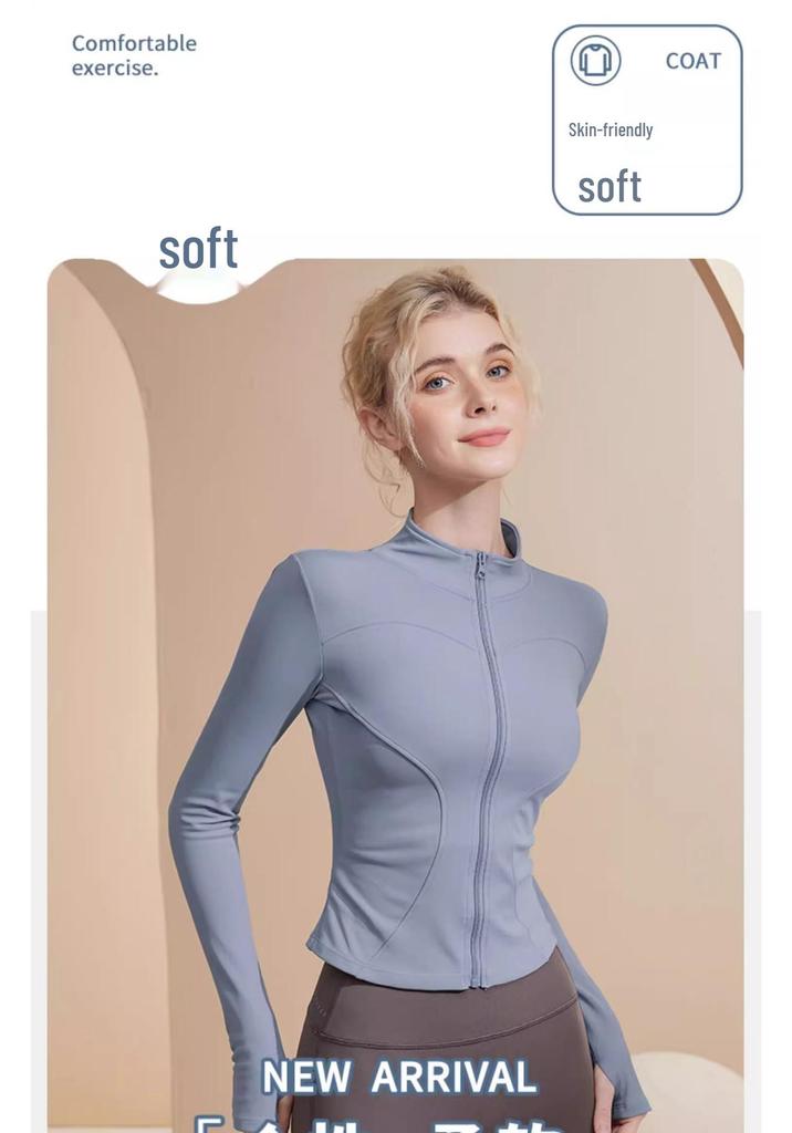 2026 Women's Quick-Dry Stand Collar Yoga Jacket - Long Sleeve, Sun Protection, for Running and Fitness