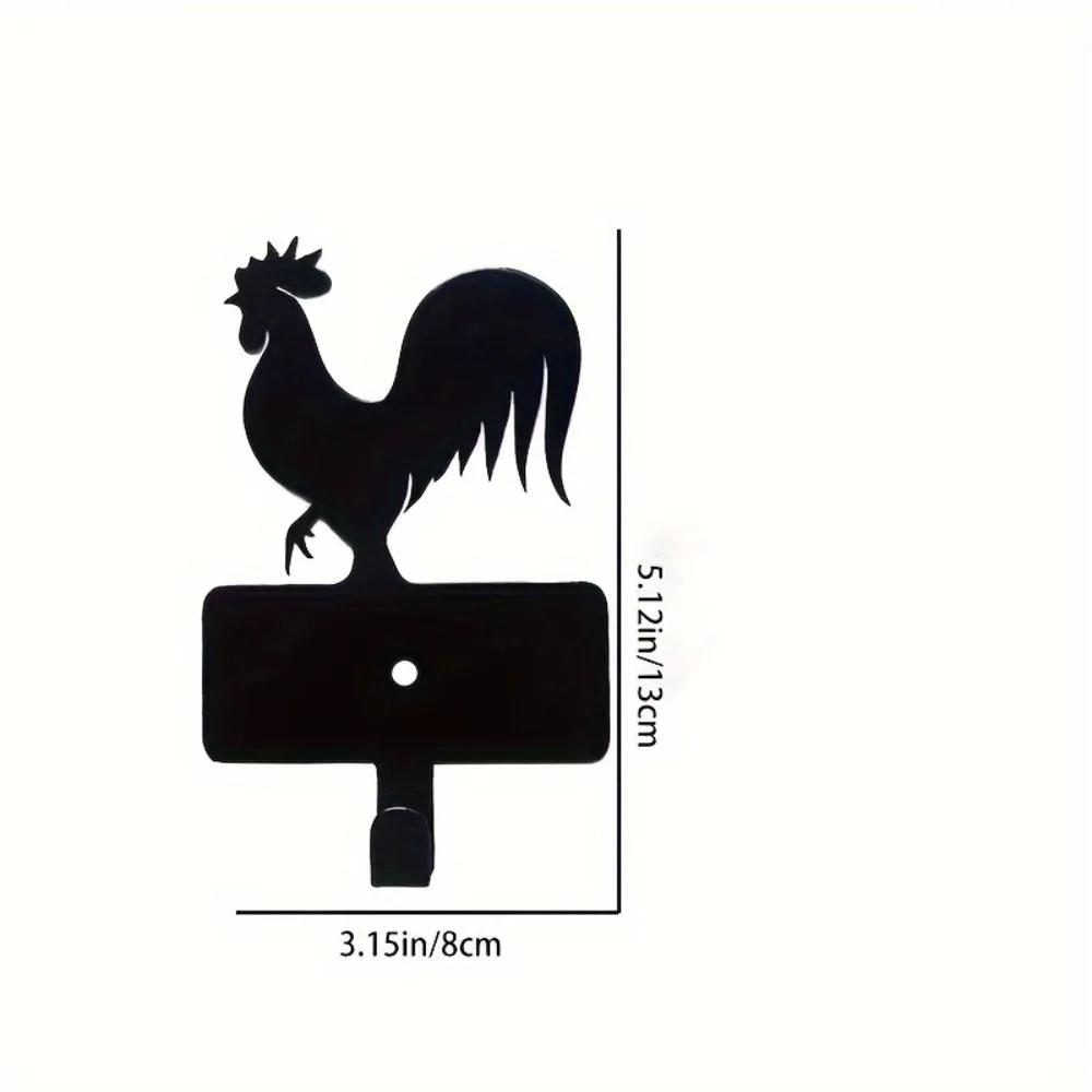 

1 шт. Металлический крючок для ключей в виде петуха в деревенском стиле для использования на улице и в помещении - стильное украшение на стену и идеальный подарок на новоселье чёрный
