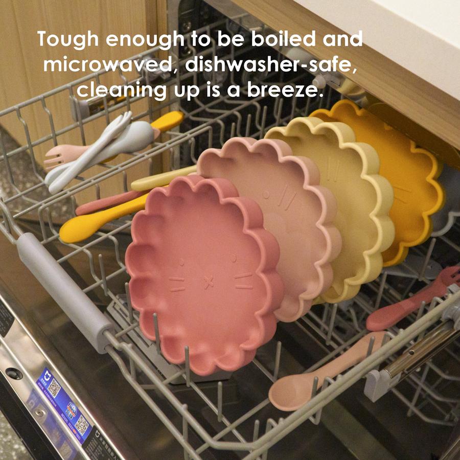 Color kids Children's Dishes Set Baby Silicone 3PC Feeding Set Kids Suction Bowl Dieshs Plate Toddler Spoons Baby Accessories