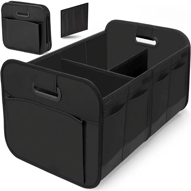 A car trunk storage box, featuring reinforced handles and multiple compartments, collapsible design,made from 600D Oxford fabric