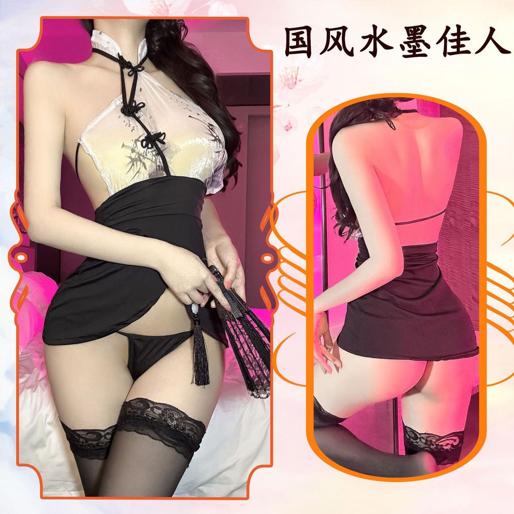 Sex Underwear Pure Desire Style Black Neck Close Waist Thin Hip Skirt Qqny Abstinence