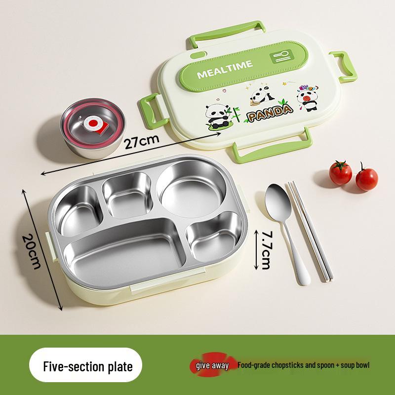 304 Stainless Steel Portable Insulated Lunch Box with Compartmented Lid, Large Capacity Bento Box for Students.