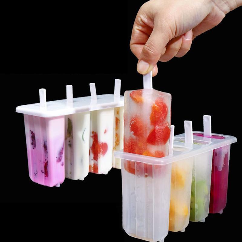 4 Cell Ice Cream Popsicle Mold Diy Ice Cream Machine Homemade Ice Box Summer Children Ice-Lolly Mold Ice Tray Kitchen Gadgets