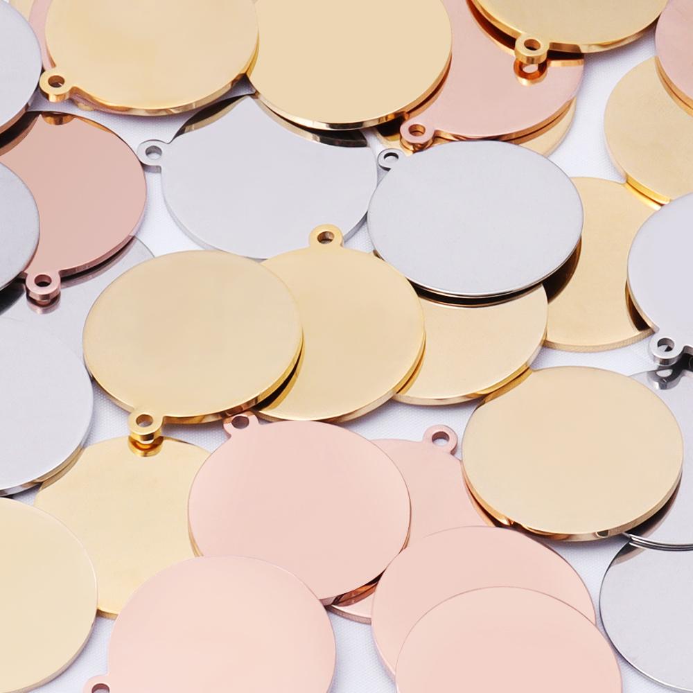 10pcs/lot Gold Plated Stainless Steel Blank Charms Round Disc Pendant Logo Stamping Tags For Jewelry Making DIY Necklace Supplie