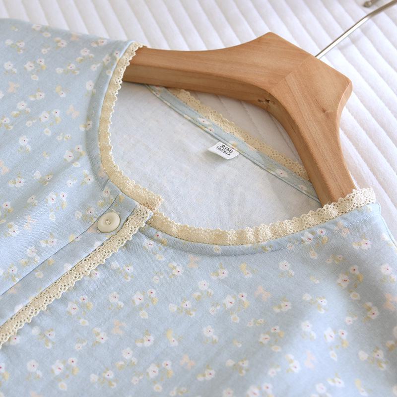 Dames Pure Katoen Bloemen Lange Mouwen Pyjamajurk - Lente/Zomer Japanse Prinses Stijl