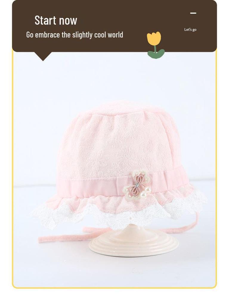 Lace Trim Infant Fisherman Hat with Ear Protection – Stylish Newborn Accessory