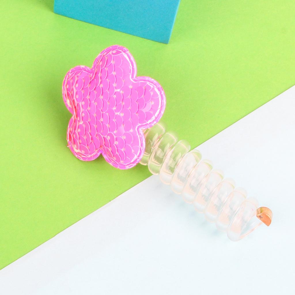Neues Pailletten-Blumen-Elastisches Haarband Niedliche Mädchen Telefonkabel Linie Elastizität Glitzer Stern Haarband Für Kinder Haarschmuck