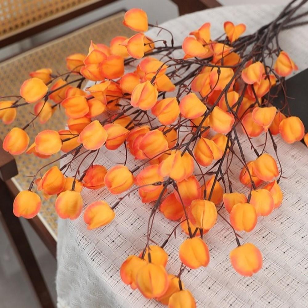 Long Branches Artificial Lantern Fruits Plastic Realistic Lantern Flower Branch Handmade Fake Flower Bouquets Photo Props