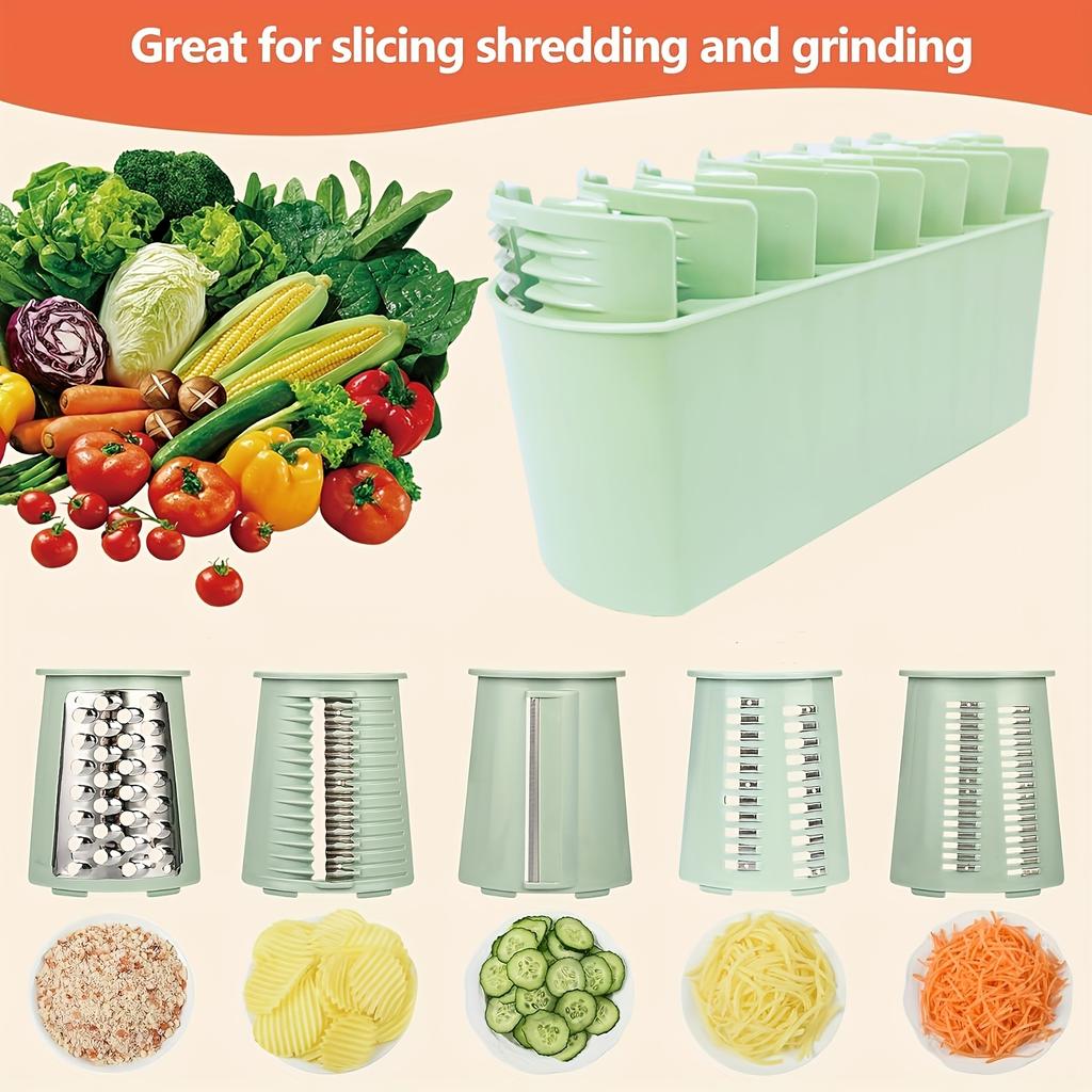 Deluxe Version of The Storm Vegetable Slicer with 5 Replacement Heads, a Rotating Mandolin for Slicing Vegetables And Fruits, a Shredder