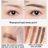 1 Set Double Layer Dual Color Lazy Eyebrow Powder Stamp, Long Lasting, Waterproof, Sweatproof, Smudge Proof Brow