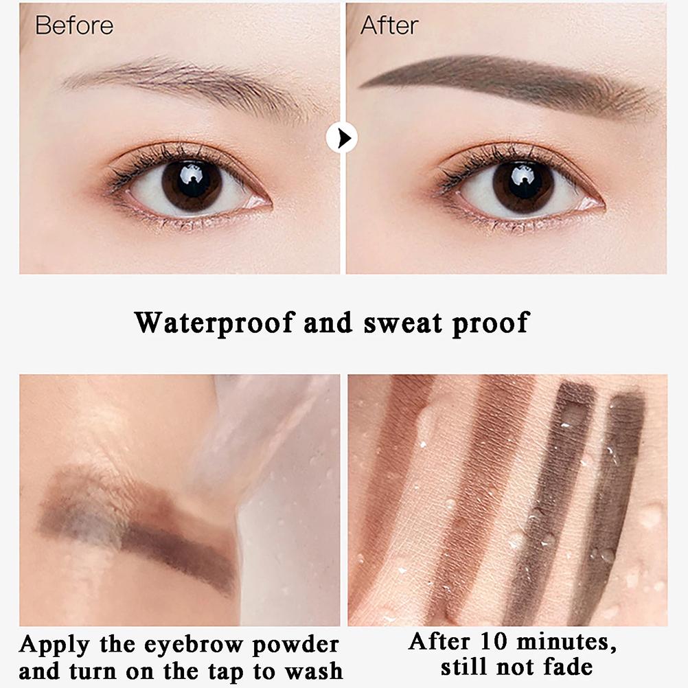 1 Set Double Layer Dual Color Lazy Eyebrow Powder Stamp, Long Lasting, Waterproof, Sweatproof, Smudge Proof Brow