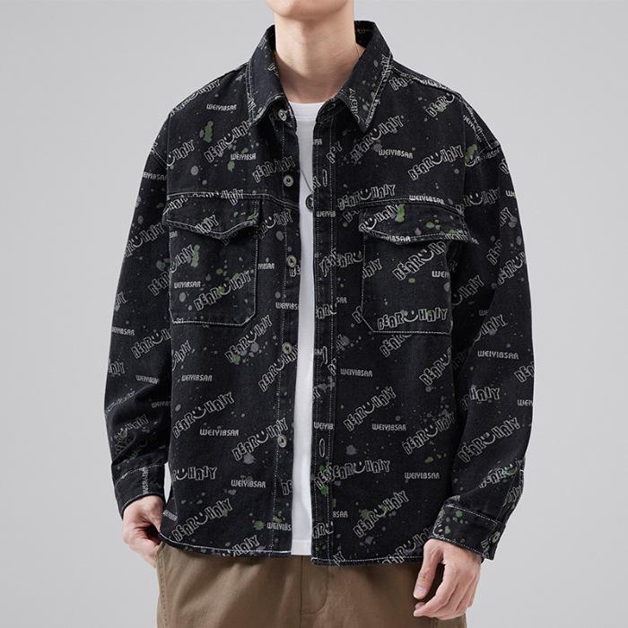 

Классическая джинсовая куртка с ретро американско-японским принтом Triple Extra Large чёрный