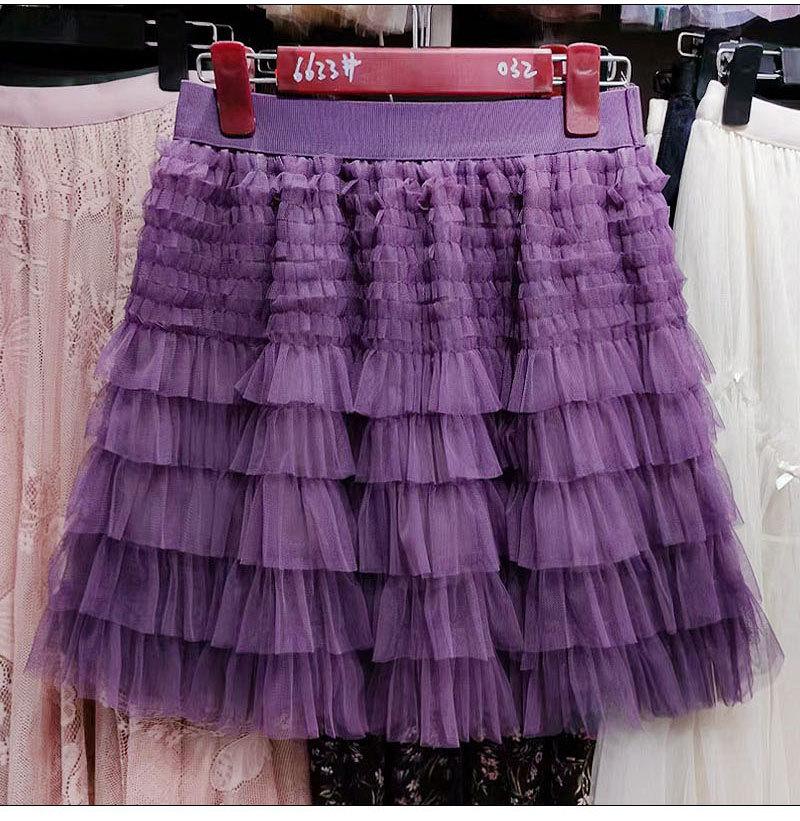 

2025 весна и лето новая юбка-торт с высокой талией и тонкой сеткой, милая леди юбка А-образного силуэта One size