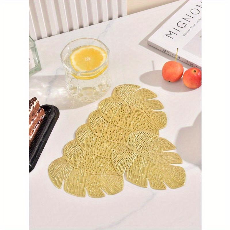 Elegant Luxury Gold Stamping Coasters Drink Absorbent Thin Rose Leaves Coasters For Coffee Wooden Table Cork Heat-Resistant Reusable Drink Coaster