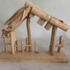 Christmas Decorations Manger Nativity Stable Easy to Store Miniature Lifelike Wooden Tabletop