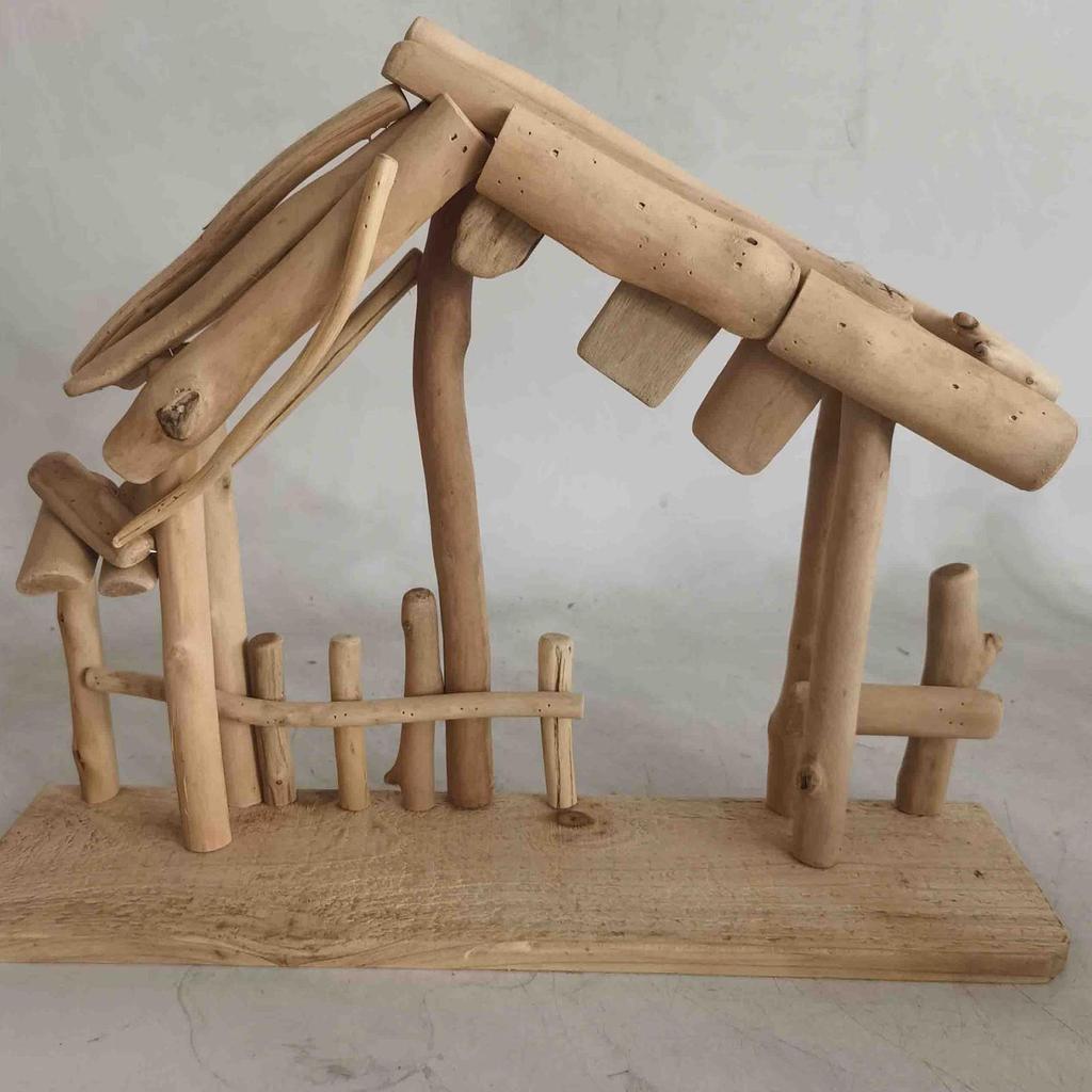 Christmas Decorations Manger Nativity Stable Easy to Store Miniature Lifelike Wooden Tabletop