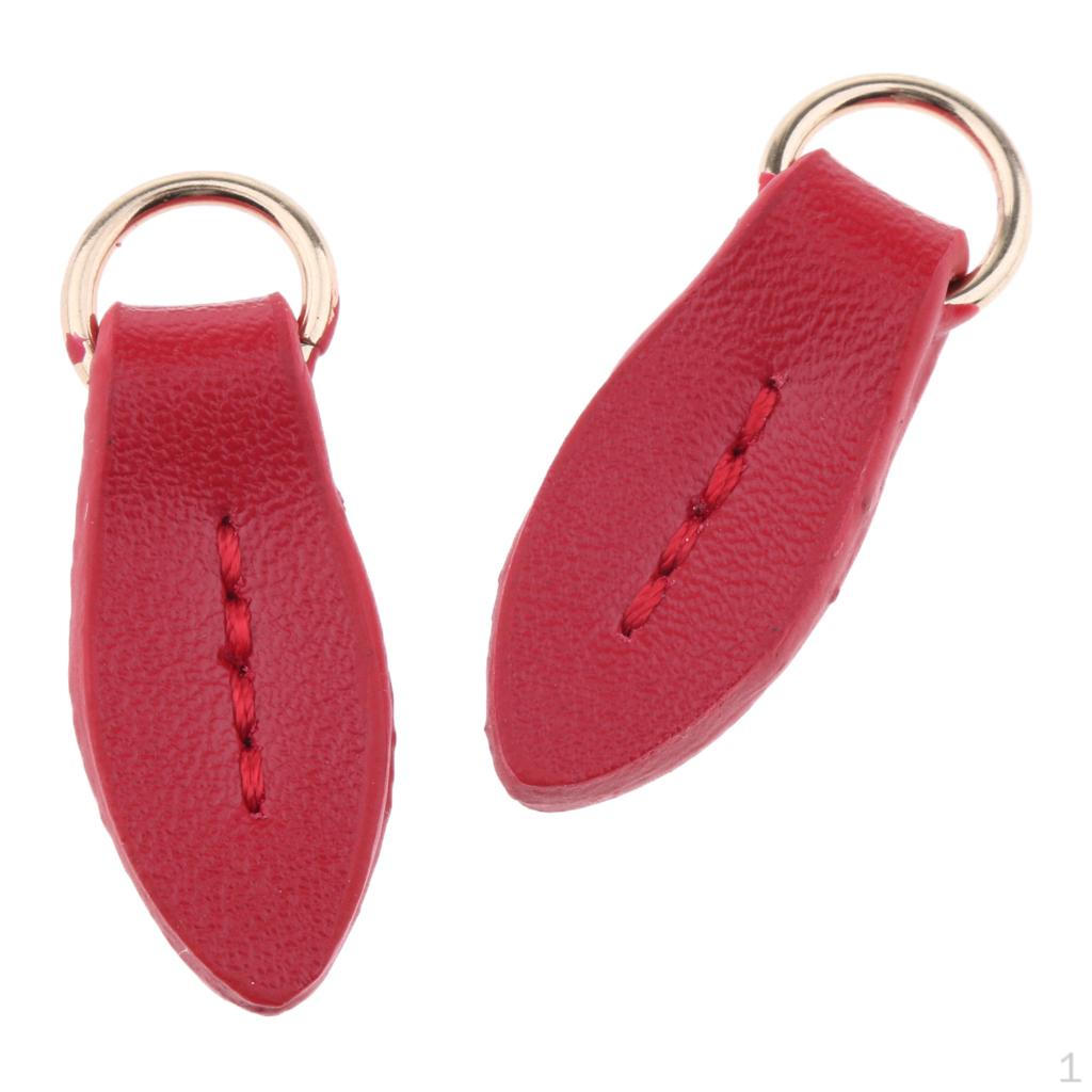 2 Shape Zipper Heads Leather Zip Pendant Puller for Handbags