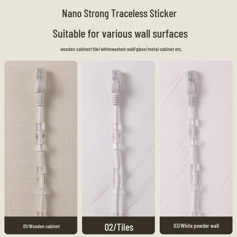 Cable Organizer and Wire Holder: Adhesive Clips for Easy Wall Mounting and Cable Management