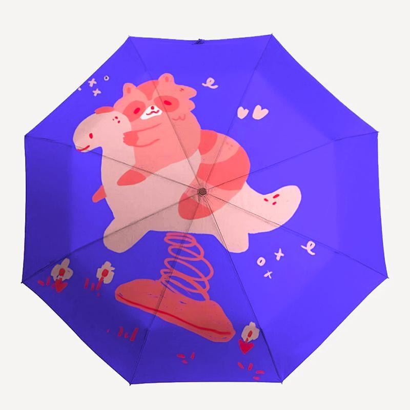 

1pc Raccoon Ride Umbrella That Opens Closes Automatically Perfect Gift with a Convenient Folding Mechanism 37